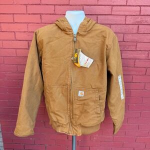 Carhartt Mens M Insulated Full Zip Hooded Work Jacket Brown Thinsulate RN14806